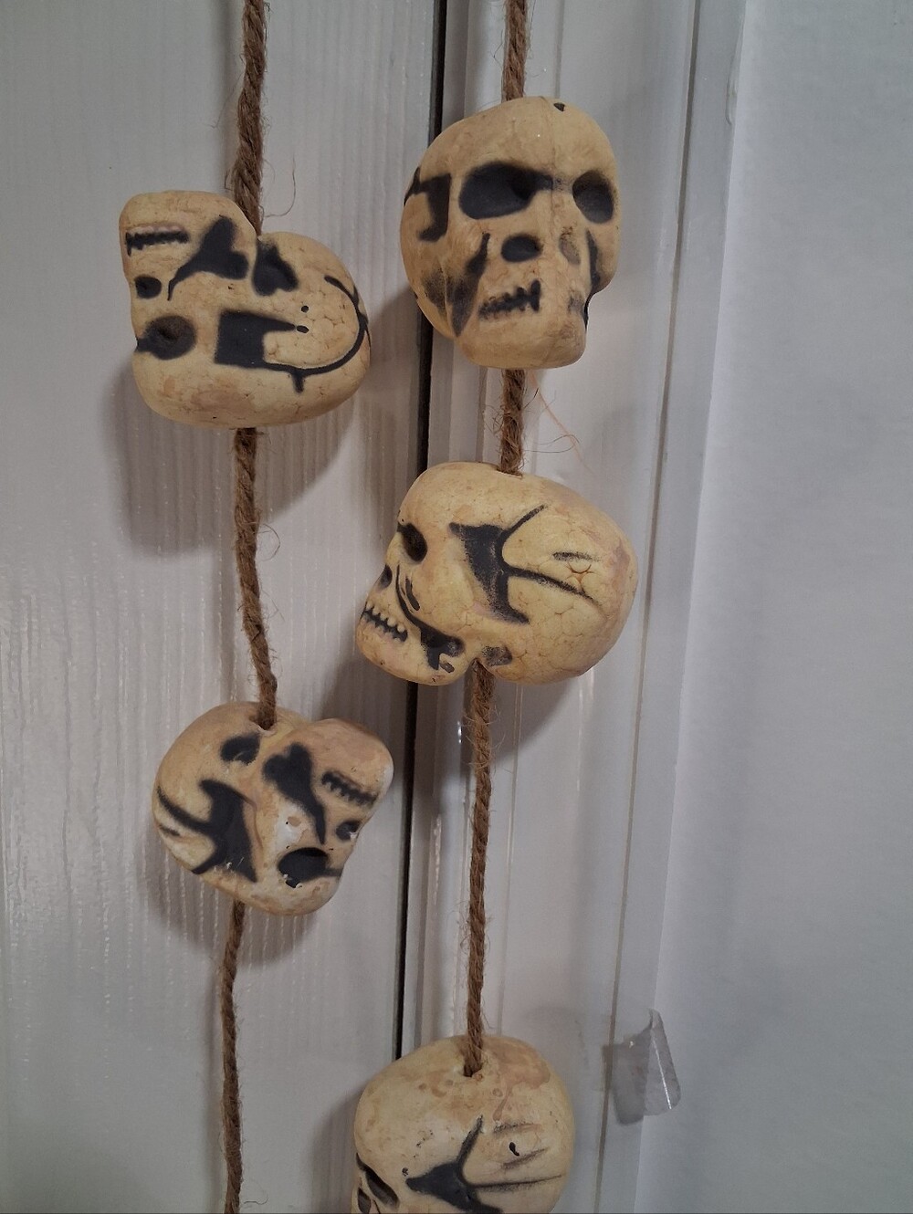 Handcrafted Skull Hanging Wall Decor - Beige and Black Halloween
